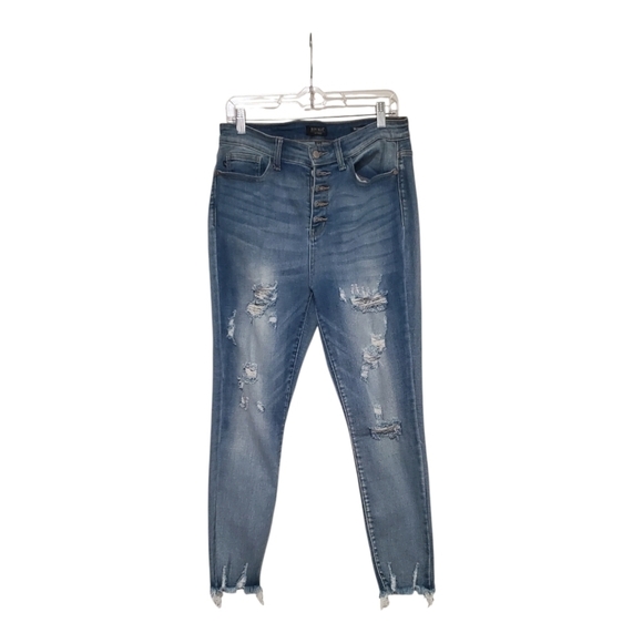 Judy Blue High Waist Distressed Button-Fly Skinny fit Womens Jeans Size 11/30 - Picture 1 of 8